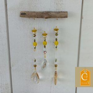 Suspension PM perles jaunes avec pampilles