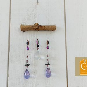 Suspension PM perles mauves avec 3 pampilles