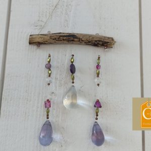 Suspension PM perles mauves avec 3 pampilles