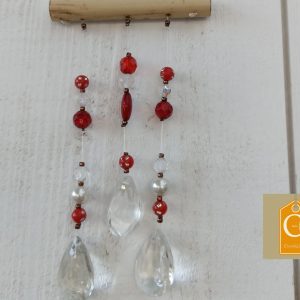 Suspension PM perles rouges avec pampilles