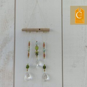 Suspension PM perles vertes et pampilles à facettes