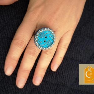 Bague ronde bleu turquoise (vendue)