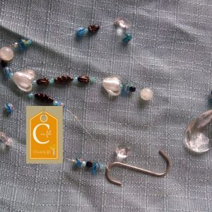 Suspension GM perles bleues et bronze