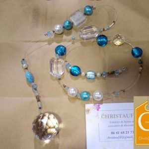 Suspension GM perles bleues