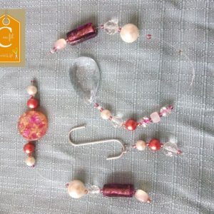 Suspension GM perles roses, blanches