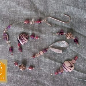 Suspension GM perles roses et violines