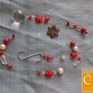 Suspension GM perles rouges, blanches, étoile