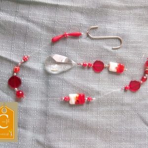 Suspension GM perles rouges et blanches