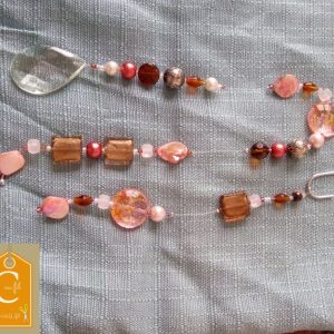 Suspension GM perles saumon et brune