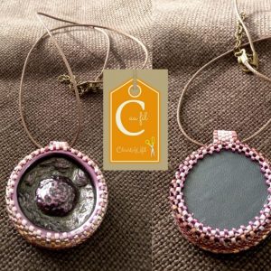 Pendentif bouton vieux rose (vendu)