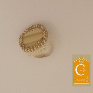 Bague bouton beige blanc (vendue)