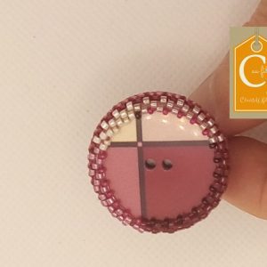 Bague bouton vintage à carreaux