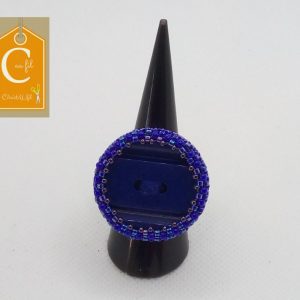 Bague bouton bleu