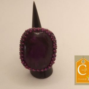 Bague bouton irisé mauve (vendue)