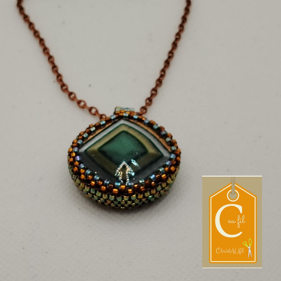 Pendentif bouton losanges verts (vendu) – Image 2