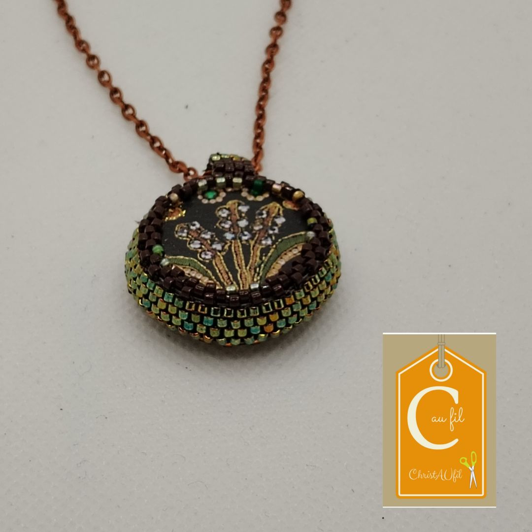 Pendentif bouton losanges verts (vendu) – Image 3