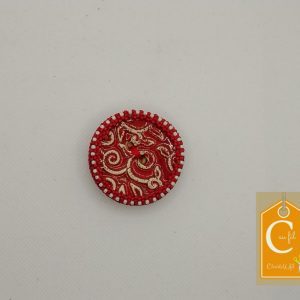 Broche aimantée bouton céramique rouge
