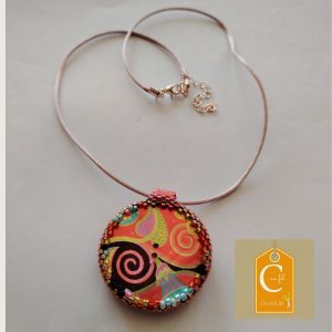 Pendentif bouton fantaisie orange
