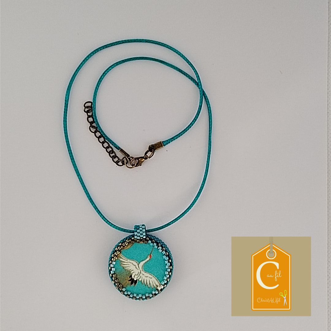 Pendentif bouton bleu et bleu – Image 2