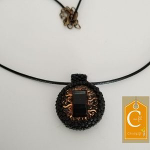 Pendentif bouton noir ancien